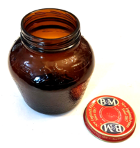 B&amp;M Embossed Brown Glass Jar EMPTY Paul Revere Old North Church Bean Pot w/ lid - £7.73 GBP
