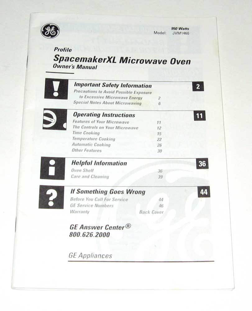 Microwave User&#39;s Instruction Guide GE Profile Spacemaker XL Series - $4.99