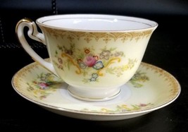 Vintage TRANSOR WARE Yellow Blue Pink Floral Spray Tea/Coffee Cup and Saucer - £19.77 GBP