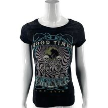 Wound Up Womens T Shirt Top Size Large Black Skeleton Good Times Graphic... - $9.90
