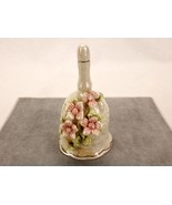 Pearlescent Porcelain Hand Bell, 3D Petunias, Embossed Grapes &amp; Leaves, ... - £11.57 GBP