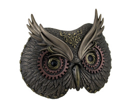 Metallic Bronze Steampunk Owl Head Wall Mask - £45.74 GBP