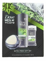 Dove Men +Care Extra Fresh Gift Set Body Wash, Deodorant, Shower Tool New Look - $19.99