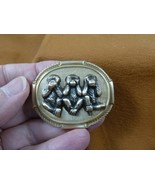 b-monkey-21 Speak no evil see hear 3 wise monkeys monkey oval brass pin ... - $29.45 CAD