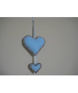 Heart Double (Felt-stuffed) 7.5&quot; beads both sides light blue rainbow colors - £10.31 GBP