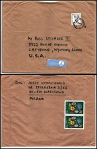 Poland Oversize Air Mail Cover - Warszawa to Cheyenne, Wyoming USA OS - $2.96