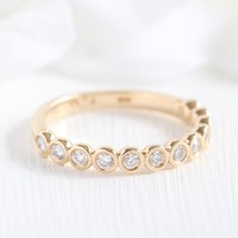 14K Rose Gold Plated Cubic Zirconia Half Eternity Band, Minimalist Jewelry - £54.28 GBP