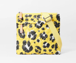 MZ WALLACE Rec Metro Flat Quilted Nylon Crossbody  ~NWT~ Yellow Leopard - £97.31 GBP