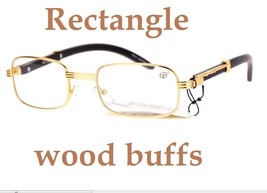 New Rectangle Wood Buffs Unisex clear glasses UV400 Lenses and Gold fram... - $564.43 MXN