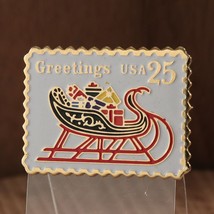 Christmas Greetings USA 25 Cents Sleigh Postage Stamp Lapel Pin The Marc... - £13.77 GBP