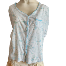 Karen Neuburger Encore PJ Top Size Large Button Up Sleepwear Long Sleeves Floral - £7.99 GBP