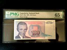 Yugoslavia 100 Dinara 1994 World Paper Money UNC Currency - PMG Certifie... - $55.00