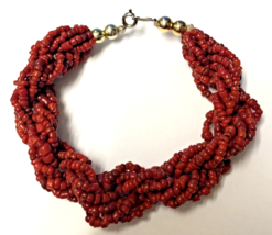 18K W/Gold Clasp with Natural Red Sea Coral Round Beads 3mm 20 Strands Bracelet - £370.98 GBP