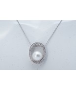 Affinity Diamond &amp; Cultured Pearl Pendant Necklace 14K White Gold Settin... - $368.72 CAD