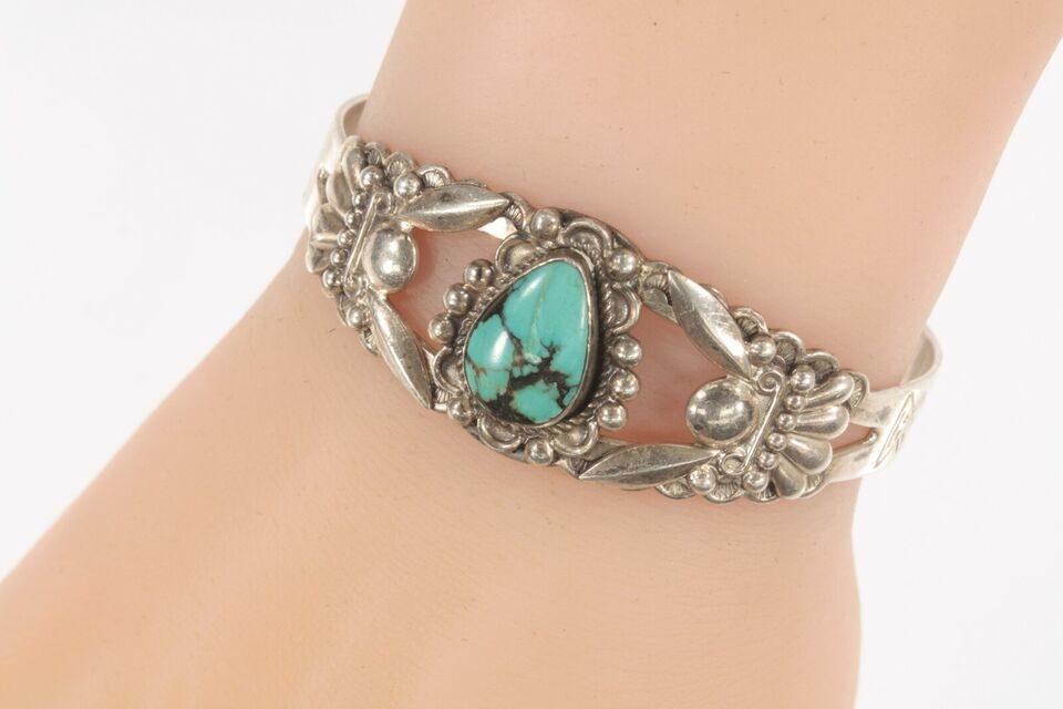 Primary image for Vintage Navajo Turquoise Sterling Silver Cuff Bracelet