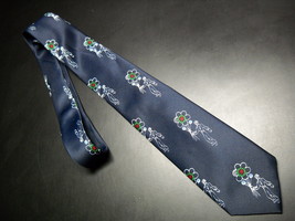 Giovanni Neck Tie Repeating Balloon Vendors with Floral Balloons on Dark Blue - £8.77 GBP