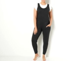 Anybody Brushed Jersey Jumpsuit and Tee Layering Set- BLACK, 1X - £23.48 GBP