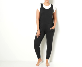 Anybody Brushed Jersey Jumpsuit and Tee Layering Set- BLACK, 1X - £23.26 GBP