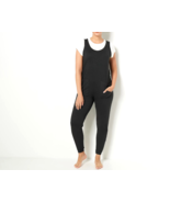 Anybody Brushed Jersey Jumpsuit and Tee Layering Set- BLACK, 1X - £23.45 GBP