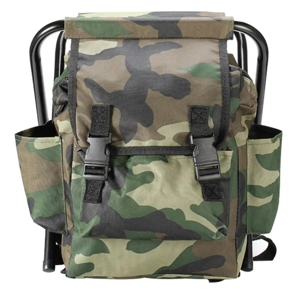 Folding Chair Portable Outdoor Camouflage Backpack Camping Fishing Accessories - £24.74 GBP