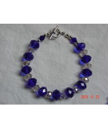 Royal Blue and Clear Swarovski Crystal Bracelet - Free Shipping - £15.95 GBP