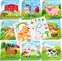 24Pcs Farm Animals Mini Coloring Books For Kids Party Favors Bulk Gift Cows - £23.89 GBP