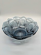 Vintage Fenton Federal Blue Bowl Regency Pattern Glass Smokey Blue Scall... - £19.61 GBP
