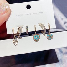 ANENJERY Colorful Palm Heart Hoop Earrings Set for Women Micro-inlaid CZ Ear Jew - £15.47 GBP