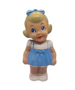 Vintage Rubber Squeaker Toy Doll Blonde Girl In Blue Dress With Bow Coll... - $449.28 MXN