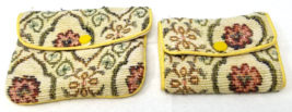 Travel Jewelry Holder Fabric Satin Soft Floral 1970s Set of 2 Earring Ne... - $15.15