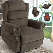 New Brown Electric Power Lift Massage Recliner Chair Heating Vibrate Gift Remote - £516.37 GBP