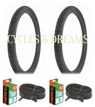 Two Semi Slick All Black Beach Bum Duro Tires 26 X 2.125 W./ Tubes &amp; Rim Stips - £45.09 GBP