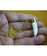 (G169-14) 1-1/4&quot; Alligator Tooth Teeth Gold plated brass capped pendant ... - €20,29 EUR