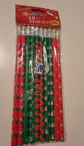 Holiday Traditions 10 Christmas Pencils Set 11217 Snowman Santa Wreath Red Green - £9.17 GBP