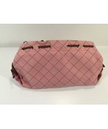 Dooney &amp; Bourke Pink Logo Canvas Purse With Brown Leather Strap 14&quot; x 8&quot; - £31.97 GBP