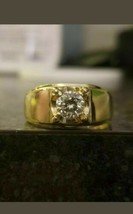 1.60 KT Uomo Diamanti Finti Pinky Fascia 14K Placcato Oro Giallo Solitario Ring - £74.63 GBP