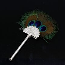 handmade Mor chhadi, with peacock feather silver pankhi silver mor chadi... - €81,68 EUR