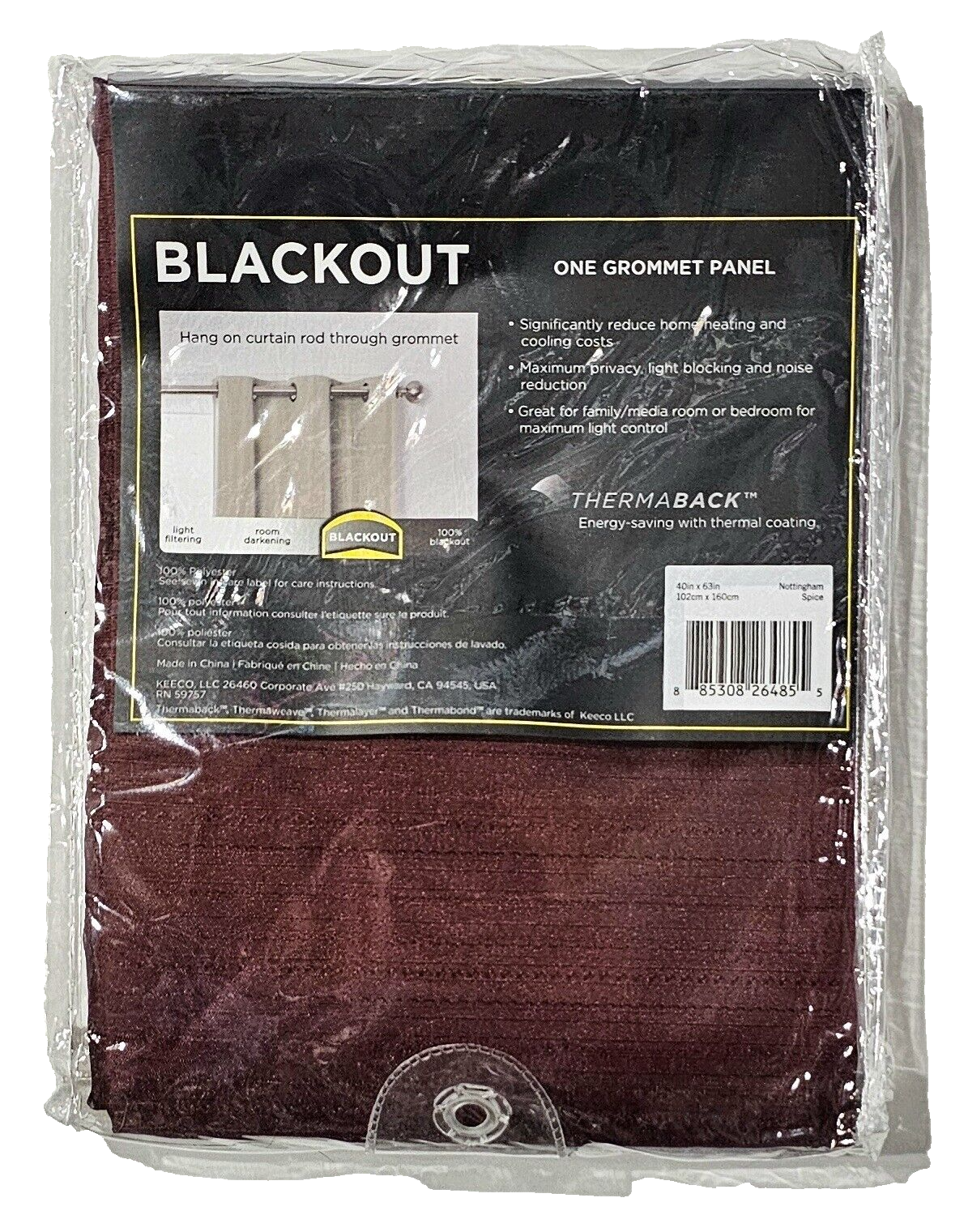 Primary image for Eclipse Blackout One Grommet Panel 40x63in Nottingham Spice Polyester