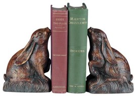 Bookends Bookend TRADITIONAL Lodge Sitting Rabbit Resin Hand-Painted Hand-Cast - £167.06 GBP