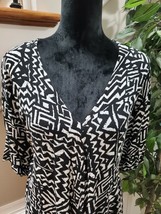 Nina Leonard Women&#39;s Black &amp; White Rayon Long Sleeve Top &amp; Skirt 2 Piece Suit 1X - £29.11 GBP
