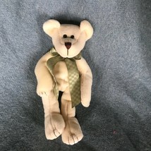 Boyds Bears Plush Pale Yellow Floppy Teddy Bear w Green Ribbon DILLY MCDOODLE  - £8.84 GBP