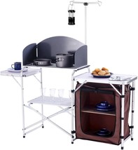 Campland Folding Cooking Table Outdoor Portable Cook Station Aluminum, Party - £87.59 GBP