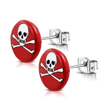 Bright Red Skull Crossbones Earrings - £22.42 GBP