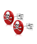 Bright Red Skull Crossbones Earrings - £21.94 GBP