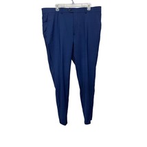 Penguin Mens Osmans Dress Pants Blue Pockets Flat Front Mid Rise Zip 40x... - £23.28 GBP