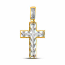 10kt Yellow Gold Mens Baguette Diamond Cross Charm Pendant 1-1/2 Cttw - £953.88 GBP