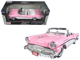 1957 Buick Roadmaster Convertible Pink and White 1/18 Diecast Model Car ... - £52.36 GBP