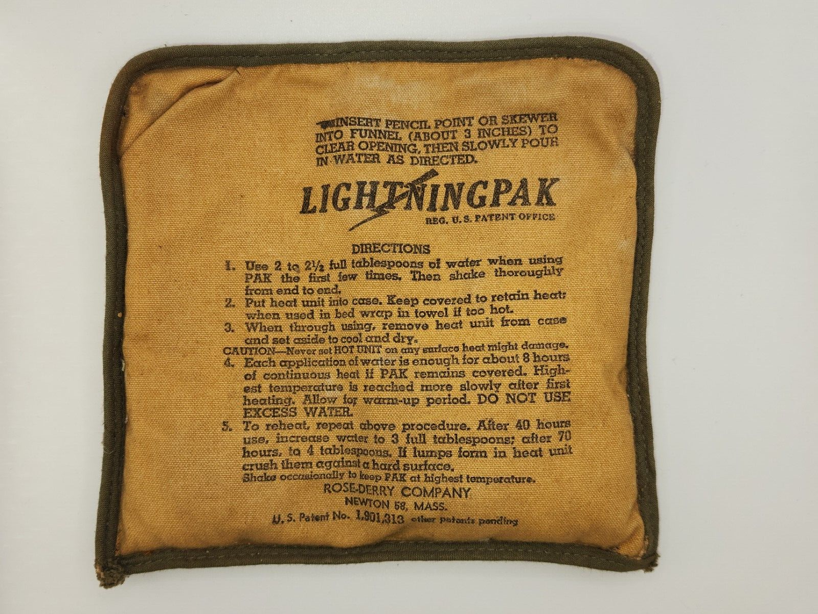 WW2 ERA LIGHTINGPAK-Heating&amp;Warming Pack- Rose-Derry Company Newton 58, ... - $21.35