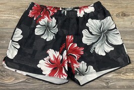 Speedo Swim Trunks Swim Suit Large Black With Hawaiian Floral Print Mesh... - $15.84