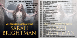 Sarah Brightman MP3 Complete Discography 75 CD releases MP3 on 3 x DVD all album - £13.35 GBP